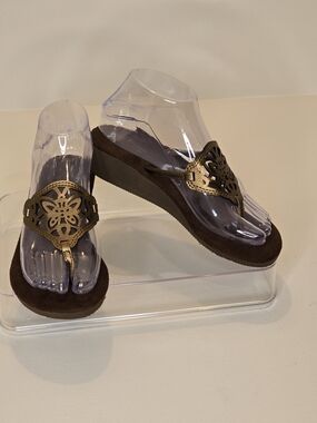 Sonoma Metallic Bronze Floral Medallion Wedge Sandals